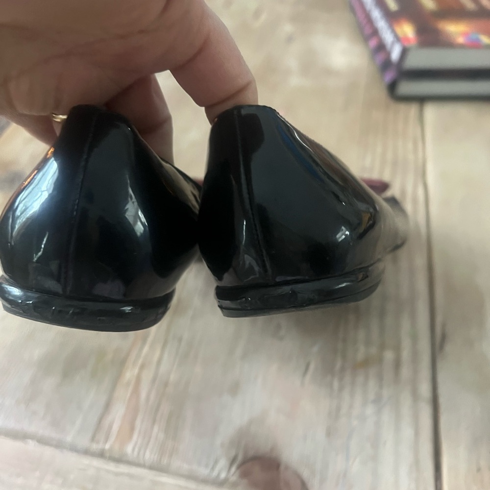 Prada Women's Black and Dark Red Patent Flats - Picture 9 of 13